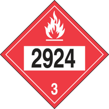 4-Digit DOT Hazard Class 3 Placards: Flammable Liquids 10 3/4" x 10 3/4" Removable Vinyl 25/Pack - MPL748RM25