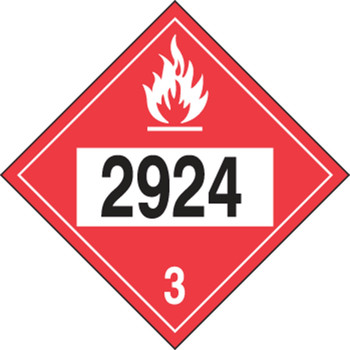 4-Digit DOT Hazard Class 3 Placards: Flammable Liquids 10 3/4" x 10 3/4" Adhesive Vinyl 50/Pack - MPL748VS50