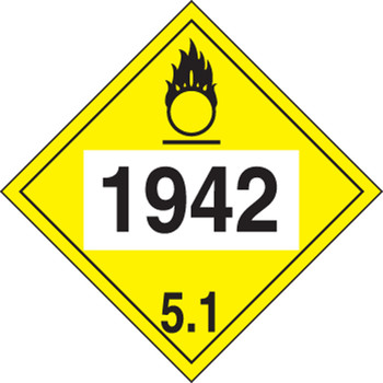 4-Digit DOT Placards: Hazard Class 5 - 1942 (Ammonium Nitrate) 10 3/4" x 10 3/4" PF-Cardstock 50/Pack - MPL751CT50