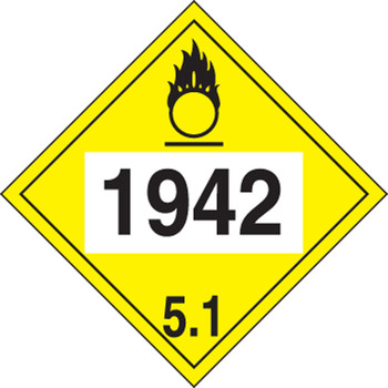 4-Digit DOT Placards: Hazard Class 5 - 1942 (Ammonium Nitrate) 10 3/4" x 10 3/4" Removable Vinyl 100/Pack - MPL751RM100