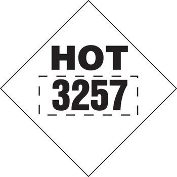 4-Digit DOT Placards: Hazard Class 9 - 3257 (Elevated Temperature) 10 3/4" x 10 3/4" Reflective Vinyl 50/Pack - MPL770FV50