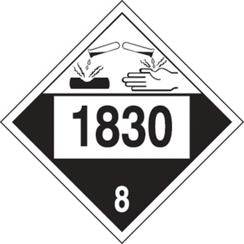 4-Digit DOT Placards: Hazard Class 8 - 1830 (Sulfuric Acid) 10 3/4" x 10 3/4" Plastic 1/Each - MPL781VP1