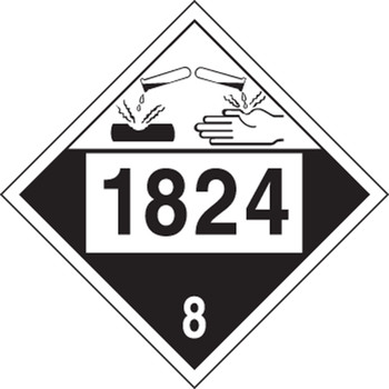 4-Digit DOT Placard: Hazard Class 8 - 1824 (Sodium Hydroxide Solution) 10 3/4" x 10 3/4" PF-Cardstock 25/Pack - MPL784CT25