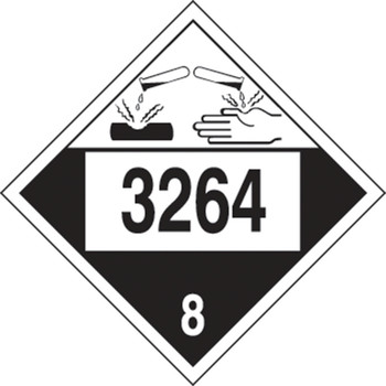 4-Digit DOT Placards: Hazard Class 8 - 3264 (Corrosive Liquid, Acidic, Inorganic) 10 3/4" x 10 3/4" Magnetic Vinyl 10/Pack - MPL785MG10