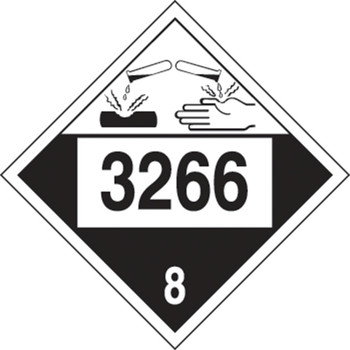 4-Digit DOT Placard: Hazard Class 8 - 3266 (Inorganic Acidic Corrosive Liquid) 10 3/4" x 10 3/4" PF-Cardstock 1/Each - MPL788CT1