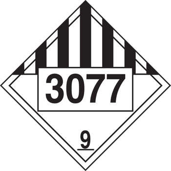 4-Digit DOT Placards: Hazard Class 9 - 3077 (Environmental Hazard-Solid) 10 3/4" x 10 3/4" PF-Cardstock 10/Pack - MPL793CT10
