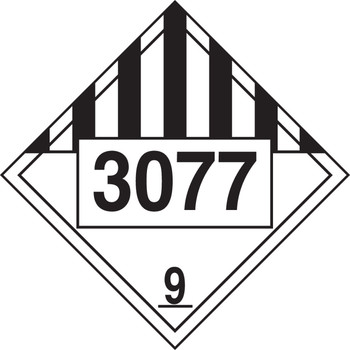 4-Digit DOT Placards: Hazard Class 9 - 3077 (Environmental Hazard-Solid) 10 3/4" x 10 3/4" Reflective Vinyl 25/Pack - MPL793FV25