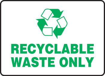 Recycling: Recyclable Waste Only 10" x 14" Plastic 1/Each - MPLR585VP