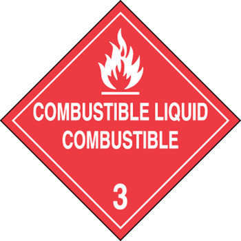Spanish Bilingual DOT Placard: Hazard Class 3 - Combustible Liquid 10 3/4" x 10 3/4" Removable Vinyl 50/Pack - MPLSP5RM50