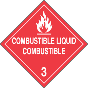 Spanish Bilingual DOT Placard: Hazard Class 3 - Combustible Liquid 10 3/4" x 10 3/4" Plastic 25/Pack - MPLSP5VP25