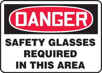 OSHA Danger Safety Sign: Safety Glasses Required In This Area 10" x 14" Plastic / - MPPA002VP