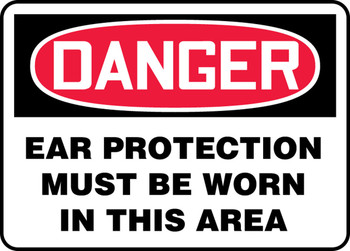 OSHA Danger Safety Sign: Ear Protection Must Be Worn In This Area 10" x 14" Aluminum 1/Each - MPPA024VA