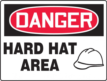 OSHA Danger Safety Sign: Hard Hat Area 14" x 20" Adhesive Dura-Vinyl 1/Each - MPPA106XV