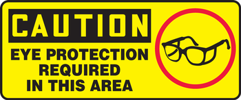 OSHA Caution Safety Sign: Eye Protection Required In This Area 7" x 17" Aluma-Lite 1/Each - MPPA623XL