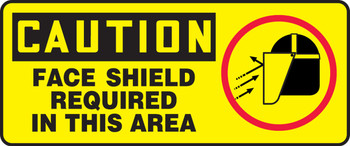 OSHA Caution Safety Sign: Face Shield Required In This Area 7" x 17" Aluminum 1/Each - MPPA626VA