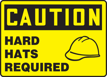 OSHA Caution Safety Sign: Hard Hats Required 10" x 14" Accu-Shield 1/Each - MPPA642XP