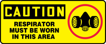 OSHA Caution Safety Sign: Respirator Must Be Worn In This Area 7" x 17" Aluminum 1/Each - MPPA651VA