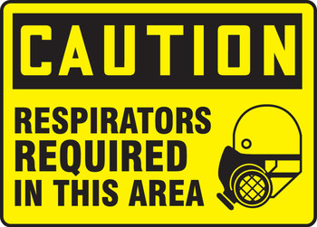 OSHA Caution Safety Sign: Respirators Required In This Area 10" x 14" Adhesive Vinyl 1/Each - MPPA652VS