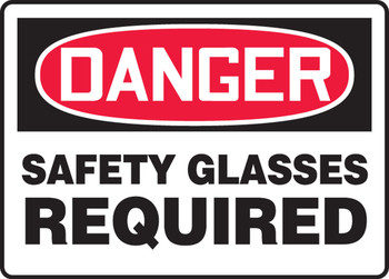 OSHA Danger Safety Sign: Safety Glasses Required 10" x 14" Accu-Shield 1/Each - MPPE025XP