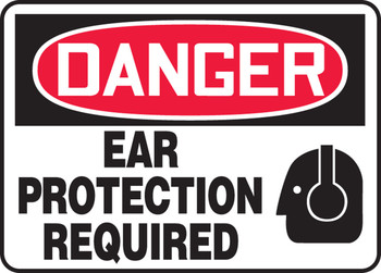 OSHA Danger Safety Sign: Ear Protection Required 10" x 14" Dura-Fiberglass 1/Each - MPPE032XF