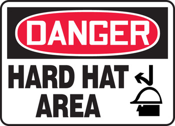 OSHA Danger Safety Sign: Hard Hat Area 7" x 10" Dura-Fiberglass 1/Each - MPPE061XF