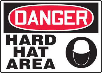 OSHA Danger Safety Sign: Hard Hat Area 7" x 10" Adhesive Dura-Vinyl 1/Each - MPPE063XV