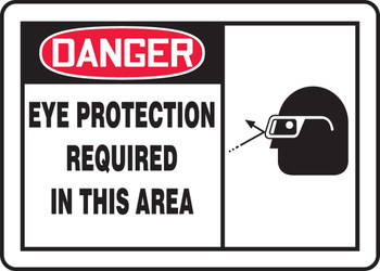 OSHA Danger Safety Sign: Eye Protection Required In This Area 7" x 10" Plastic 1/Each - MPPE076VP