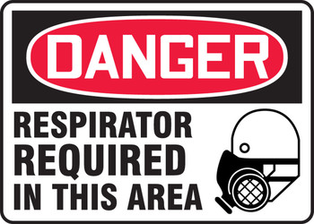 OSHA Danger Safety Sign: Respirator Required In This Area 10" x 14" Dura-Fiberglass 1/Each - MPPE126XF