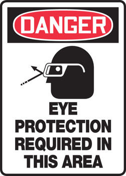 OSHA Danger Safety Sign: Eye Protection Required In This Area 14" x 10" Dura-Plastic 1/Each - MPPE138XT