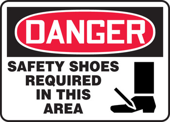 OSHA Danger Safety Sign: Safety Shoes Required In This Area 7" x 10" Plastic 1/Each - MPPE145VP