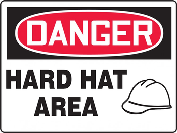 OSHA Danger Safety Sign: Hard Hat Area 7" x 10" Adhesive Vinyl 1/Each - MPPE149VS
