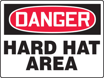BIGSigns OSHA Danger Safety Sign: Hard Hat Area 18" x 24" Adhesive Dura-Vinyl 1/Each - MPPE152XV