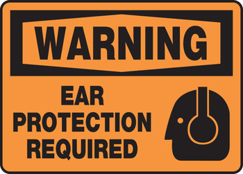OSHA Warning Safety Sign: Ear Protection Required 10" x 14" Plastic 1/Each - MPPE300VP