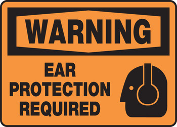 OSHA Warning Safety Sign: Ear Protection Required 10" x 14" Adhesive Dura-Vinyl 1/Each - MPPE300XV