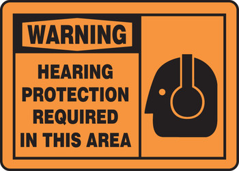 OSHA Warning Safety Sign: Hearing Protection Required In This Area 10" x 14" Aluminum - MPPE322VA
