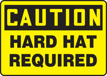 OSHA Caution Safety Sign: Hard Hat Required 10" x 14" Dura-Fiberglass 1/Each - MPPE403XF