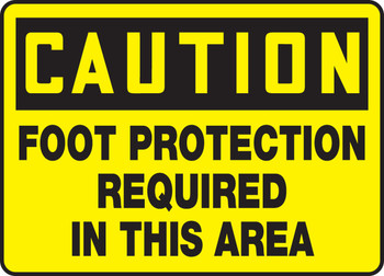 OSHA Caution Safety Sign: Foot Protection Required In This Area 7" x 10" Aluminum 1/Each - MPPE408VA