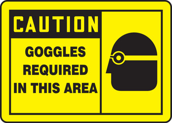 OSHA Caution Safety Sign: Goggles Required In This Area 7" x 10" Dura-Fiberglass 1/Each - MPPE412XF