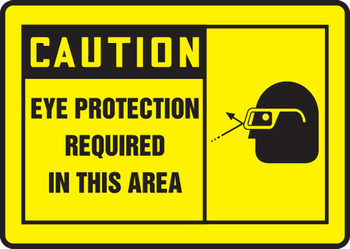 OSHA Caution Safety Sign: Eye Protection Required In This Area 10" x 14" Dura-Plastic 1/Each - MPPE413XT