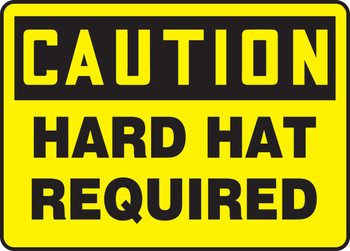 OSHA Caution Safety Sign: Hard Hat Required 14" x 20" Adhesive Vinyl 1/Each - MPPE428VS
