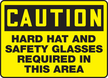 OSHA Caution Safety Sign: Hard Hat And Safety Glasses Required In This Area 7" x 10" Aluminum 1/Each - MPPE461VA