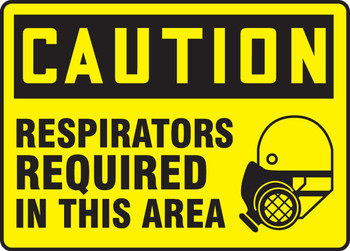 OSHA Caution Safety Sign: Respirators Required In This Area 7" x 10" Plastic 1/Each - MPPE465VP