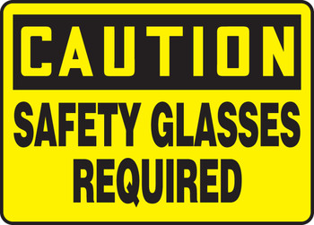 OSHA Caution Safety Sign: Safety Glasses Required 7" x 10" Aluminum 1/Each - MPPE641VA