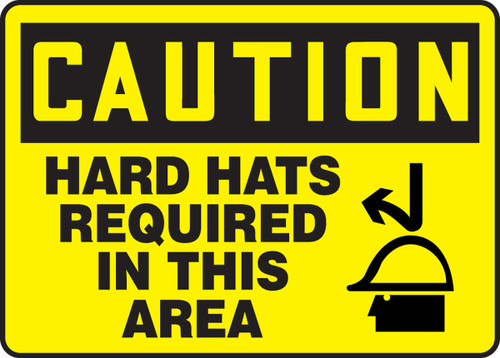 OSHA Caution Safety Sign: Hard Hats Required In This Area 10" x 14" Aluminum 1/Each - MPPE700VA