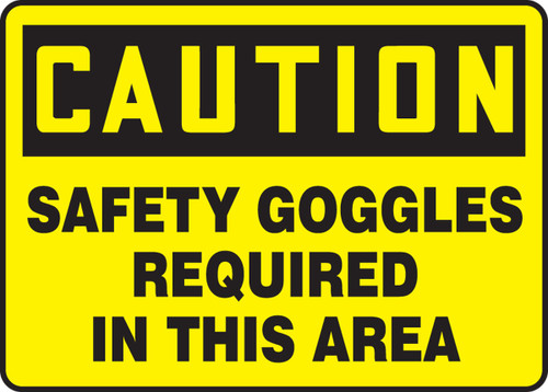 OSHA Caution Safety Sign: Safety Goggles Required In This Area 10" x 14" Accu-Shield 1/Each - MPPE735XP