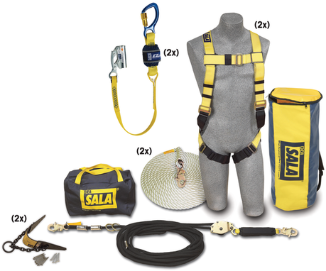 3M DBI-SALA 2 Person Roofer's Fall Protection Kit - Horizontal Lifeline System - 7611907