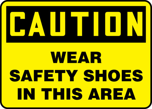 OSHA Caution Safety Sign: Wear Safety Shoes In This Area 7" x 10" Aluminum 1/Each - MPPE751VA