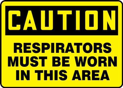 OSHA Caution PPE Safety Sign: Respirators Must Be Worn In This Area 7" x 10" Dura-Fiberglass 1/Each - MPPE773XF