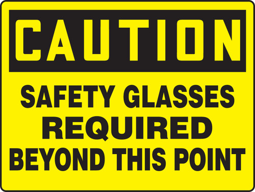 Really BIGSigns OSHA Caution Safety Sign: Safety Glasses Required Beyond This Point 18" x 24" Plastic 1/Each - MPPE782VP