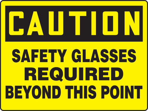 Really BIGSigns OSHA Caution Safety Sign: Safety Glasses Required Beyond This Point 18" x 24" Dura-Fiberglass 1/Each - MPPE782XF